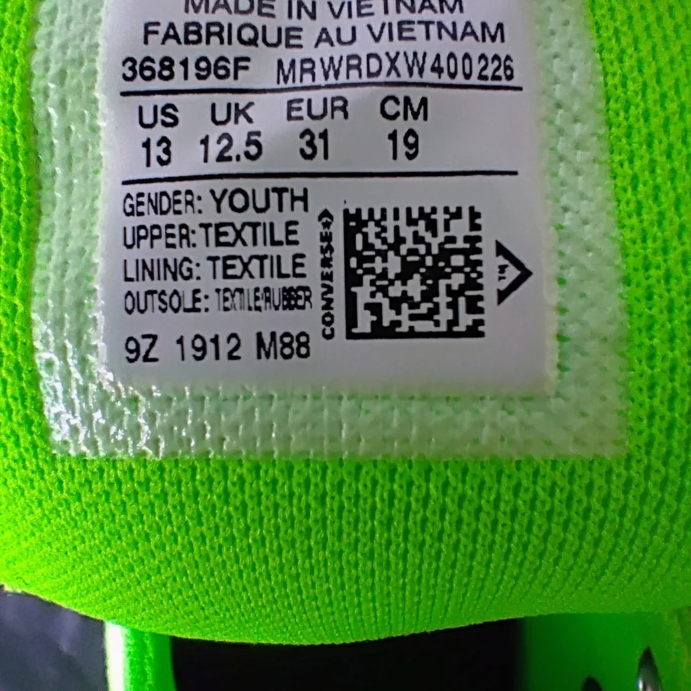 Converse Neon Green Patchwork Kids Sneakers Sz 13y